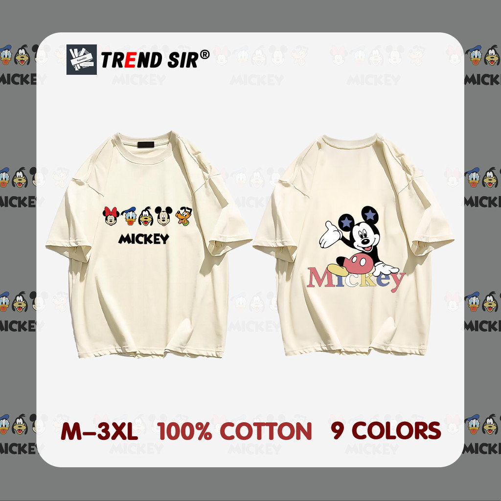 TrendSir พร้อมส่ง เสื้อยืด oversize เสื้อยืดผ้าคอตตอน MICKEY Disney 9สี M-3XL