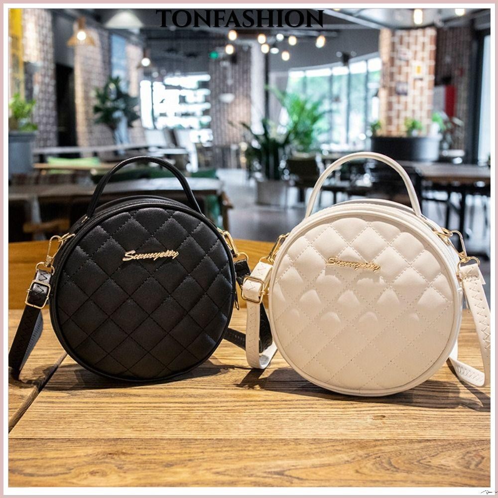 Tonfashion กระเป๋าสะพายไหล่ สะพายข้าง หนัง PU ใบเล็ก ปักลาย มีซิป สีพื้น สําหรับผู้หญิง