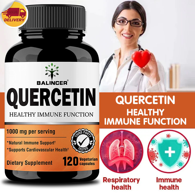 Balincer Quercetin อาหารเสริม 120 แคปซูล Bioflavonoid เพื่อสุขภาพภูมิคุ้มกัน ปลอดจีเอ็มโอ และปราศจากกลูเตน