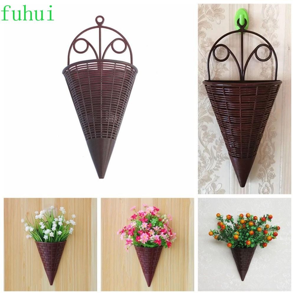 Fuhui กระถางดอกไม้ประดิษฐ์ พลาสติก ทรงสามเหลี่ยม สร้างสรรค์ สําหรับแขวนตกแต่งผนัง แจกันดอกไม้ ปาร์ตี้