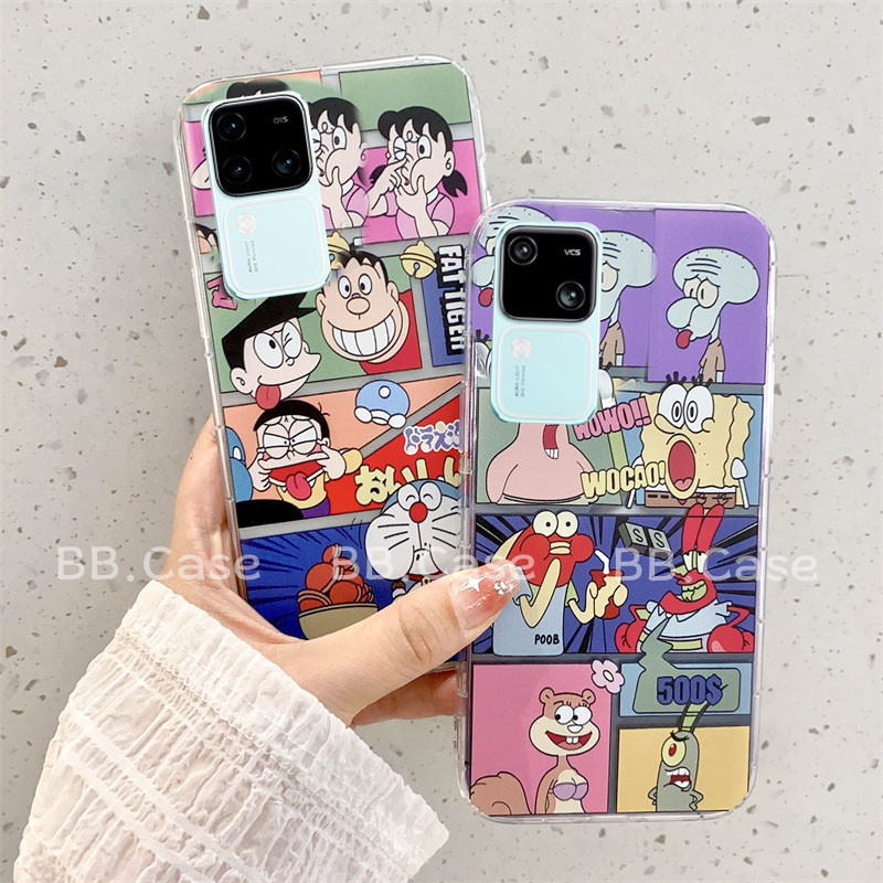 ใหม่ เคส Case VIVO V30 Pro V29 V29e V27 V27e V25e V25 Pro V23 V23e 5G 4G เคสโทรศัพท์ มือถือ ซิลิโคนนิ่ม กันกระแทก ลายการ์ตูนสพันจ์บ็อบ โดเรม่อนน่ารัก แฟชั่น สําหรับ 2024