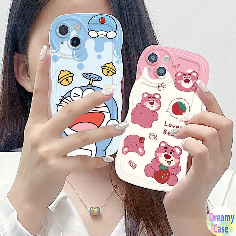 รูปไข ่ Big Eye หยักรูปแบบสําหรับ VIVO Y100 Y03 Y02 Y17S Y16 Y15S Y19 Y53S Y51 Y78 Y75 Y76 Y71 Y91C Y27 Y22S Y20 Y12S Y35 Y21 Y36 Y30 Y50 Motif น ่ ารักบินแมวและหมี