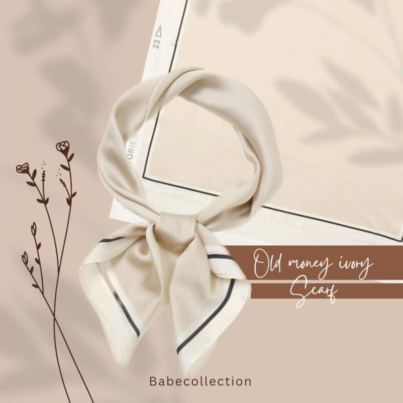 old money ivoryhair scarf ที่คาดผม ผ้าโพกหัว ผ้าผูกผม วินเทจ H128