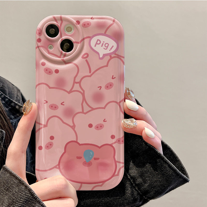 หมูสีชมพู Air Cushion เคสโทรศัพท์ Anti-Scratch สำหรับ iPhone x XR XS สูงสุด 14 13 12 11 pro max TPU 7 8 14 plus SE2020