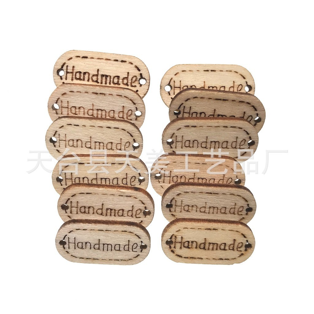 แผ่นไม้ธรรมชาติ ทรงวงรี ขนาด 24X12 มม. แฮนด์เมด 100 ชิ้น