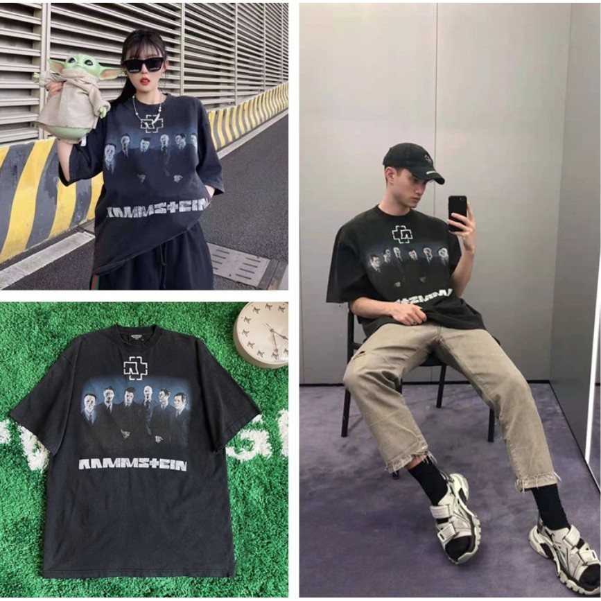 เสื้อยืดคอกลม แขนสั้น ปักลายโลโก้ตัวอักษรดิจิทัล