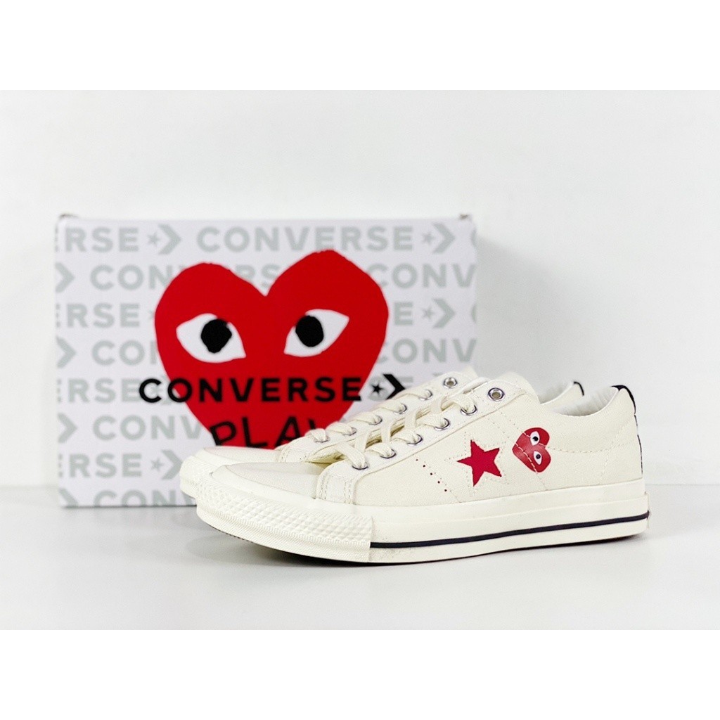 Converse X Comme des Garcons Play One Star รองเท้าผ้าใบ สีแดง สําหรับผู้ชาย ผู้หญิง -2599