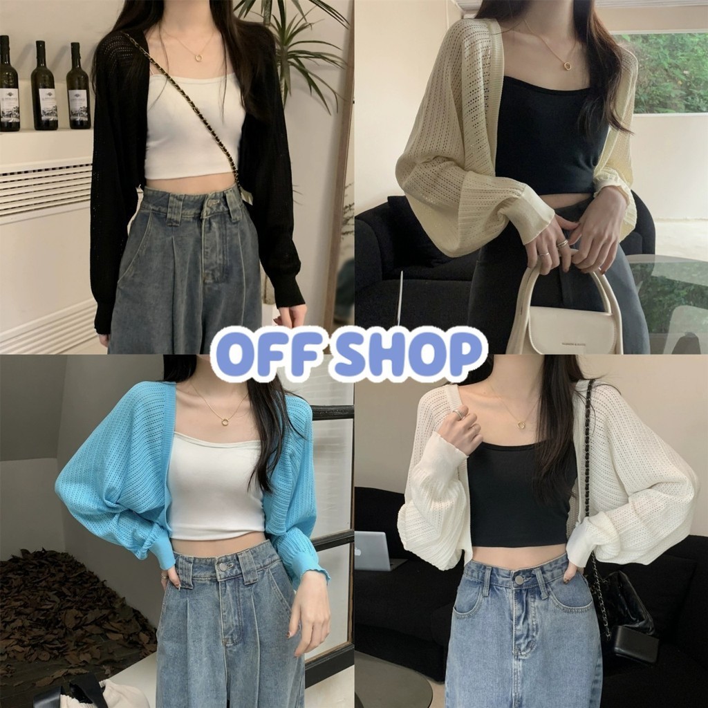 OFF SHOP พร้อมส่ง (OFF-K65) เสื้อคลุมถักไหมพรมแขนยาว บางเบาใส่สบาย