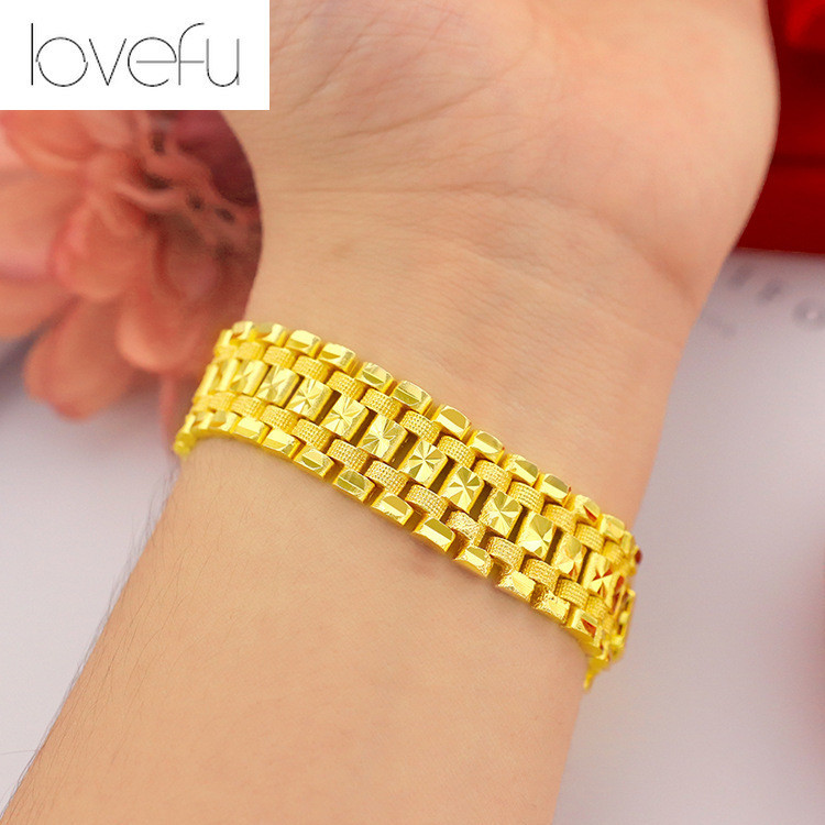18K Saudi Gold Pawnable Watch Star Bracelet for Men