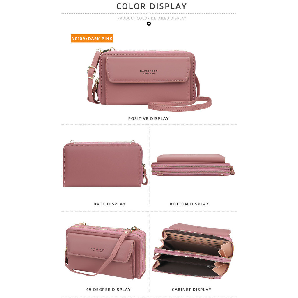 Baellerry กระเป๋าสตางค์ ใบยาว แต่งซิปคู่ ขนาดใหญ่ จุของได้เยอะ สีพื้น สไตล์เกาหลี แฟชั่นสําหรับสตรี - รูปที่ 5