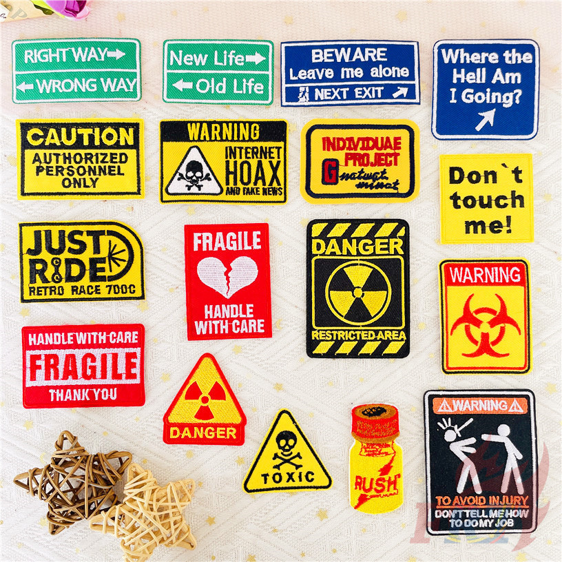 1Pc ❀ Funny Warning Slang Iron-on Patches ❀ DIY Embroidery Iron on Sew on Badges Patch