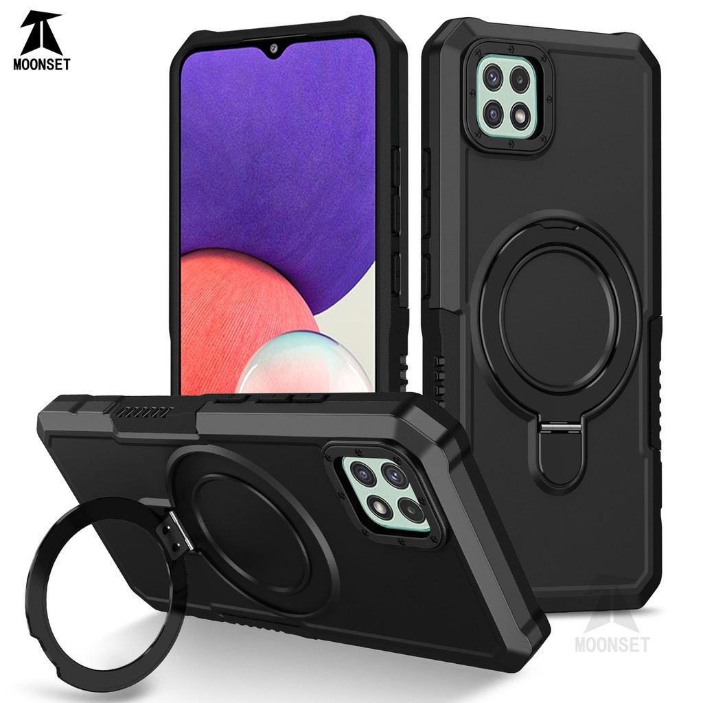 สําหรับ Samsung A22 5G / 4G / M32 4G กรณีแหวน Hard PC กลับ Soft TPU Edge ทหาร-เกรด Drop ป้องกันกันกระแทก Slim บางฝาครอบ