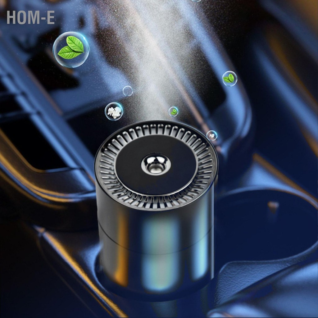 Hom-E เครื่องทำกลิ่นหอมในรถยนต์ USB 3 Gears เครื่องเพิ่มความชื้นอโรมาเธอราพีแบบพกพาแบบเหนี่ยวนำอัตโนมัติพร้อมไฟสีสันสดใส