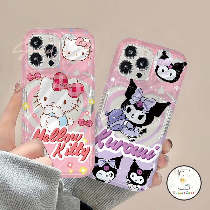 การ์ตูนหัวใจ Kuromi Hello Kitty ที่อยู่อาศัย เข้ากันได้ iPhone 15 12 14 13 11 Pro Max 15 8 7 6s 14 6 Plus XR X XS Max SE