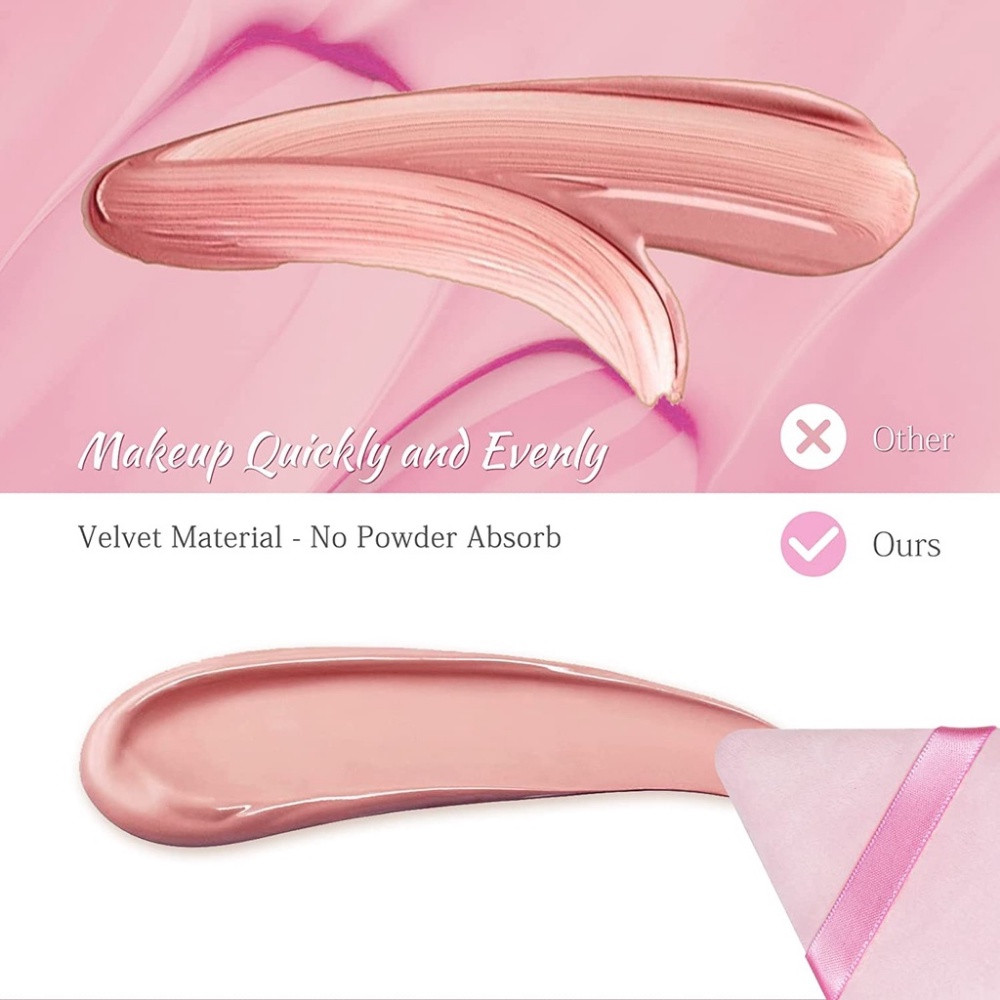 แป้งพัฟ Velour Triangle 3 แพ็ค: นุ่ม ซักได้ และนํากลับมาใช้ใหม่ได้สําหรับการใช้งานรองพื้นแบบเปียก/แห้ง - รูปที่ 3