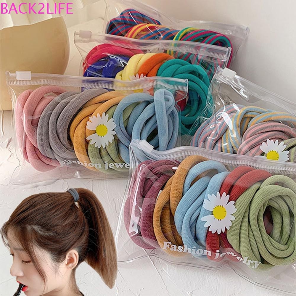 Back2life ยางรัดผม เกาหลี น่ารัก สีลูกกวาด ยางรัดผม 25 ชิ้น / ถุง ที่ใส่ผมหางม้า