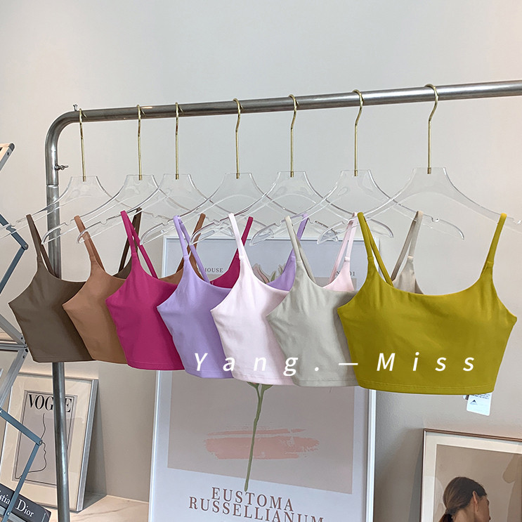 MAGIEYOGA(เบาะคงที่หรือเบาะจัดส่งแบบสุ่ม) สปอร์ตบรารวบรวม Naked Yoga Fitness Pilates Running Vest Tank Top