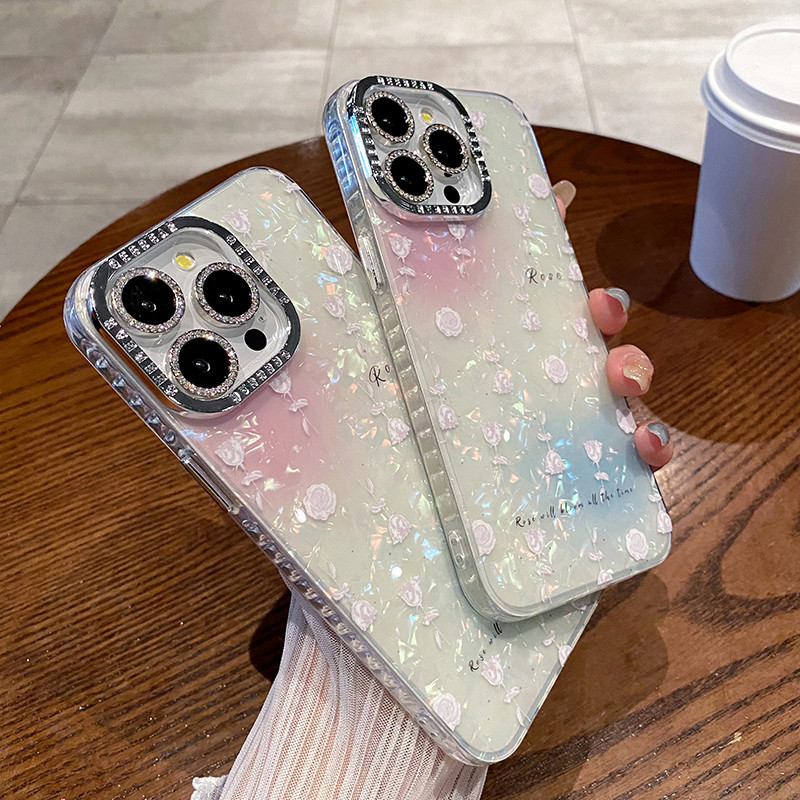 เคสโทรศัพท์มือถือแบบนิ่ม กันกระแทก ลายดอกกุหลาบ แฟชั่น สําหรับ iPhone 15 plus 14 Pro 15Pro Max 15promax 11 12 13 14 Pro Max 12promax