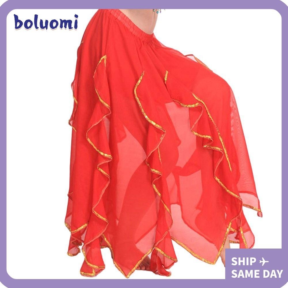 Boluomi กระโปรงเต้นระบําหน้าท้อง ผ้าชีฟอง กันแดด