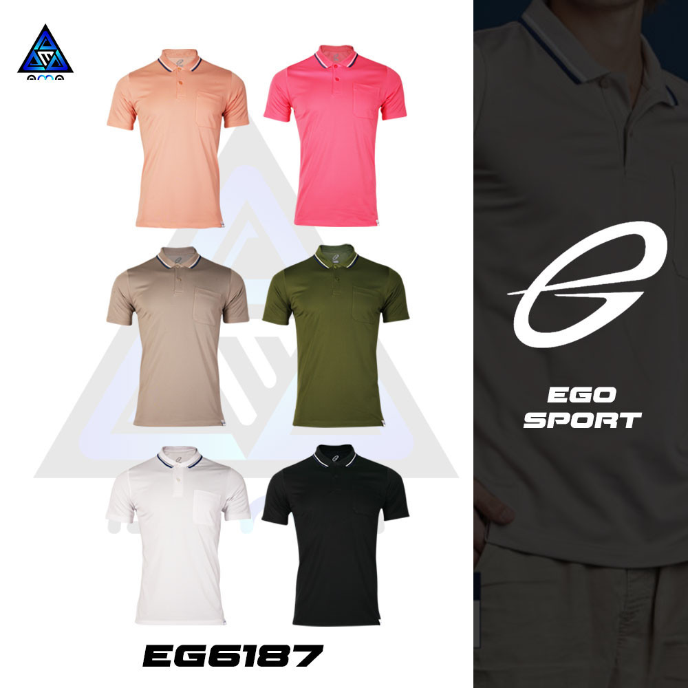 EGO SPORT  รหัส EG6187 อีโก้ เสื้อโปโลเบสิคแขนสั้นเสื้อโปโลผู้ชาย ชุด 3 ของแท้100%