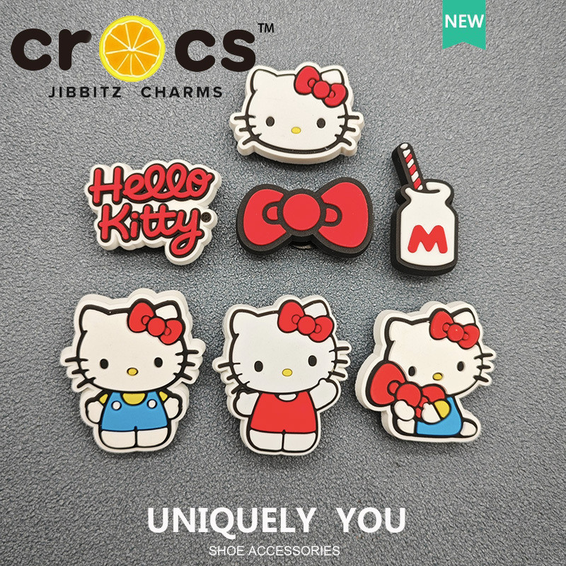 Hello kitty ใหม่ jibbitz crocs charm แท้ หัวเข็มขัดรองเท้า อุปกรณ์เสริมรองเท้า หัวเข็มขัดตกแต่งแมวน่ารัก