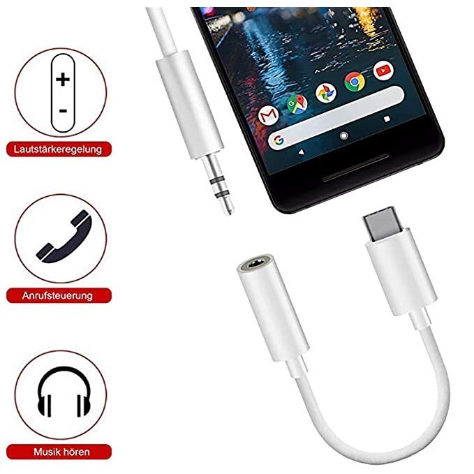 USB Type C ถึง 3.5 มิลลิเมตรช่องเสียบหูฟัง AUX สายสัญญาณเสียงอะแดปเตอร์หูฟัง