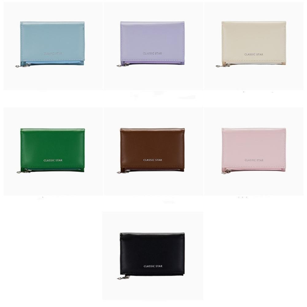 Uumir กระเป๋าสตางค์ใบสั้น, กระเป๋าใส่เหรียญหนัง PU สีทึบ, กระเป๋าสตางค์สุภาพสตรีหลายช่องแบบพับได้แบบพกพาสุภาพสตรี