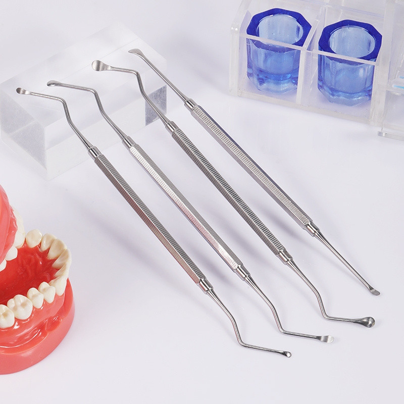 1 ชิ้น ทันตกรรม Curette ปลายคู่ ทําความสะอาดฟัน รถขุด ช้อน เครื่องมือทันตกรรม สเตนเลส