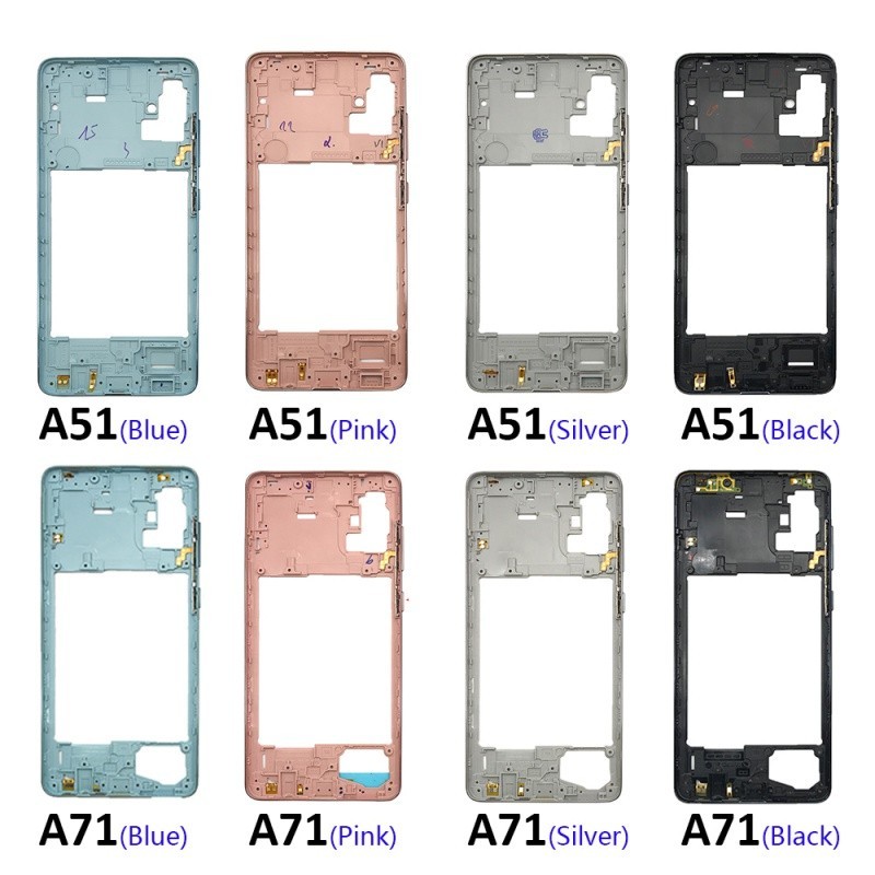 กรอบกลางสําหรับ Samsung Galaxy A51 A515 A515F A71 A715 A715F A20 A30 A50 กรอบกลาง BEZEL Replacement Parts
