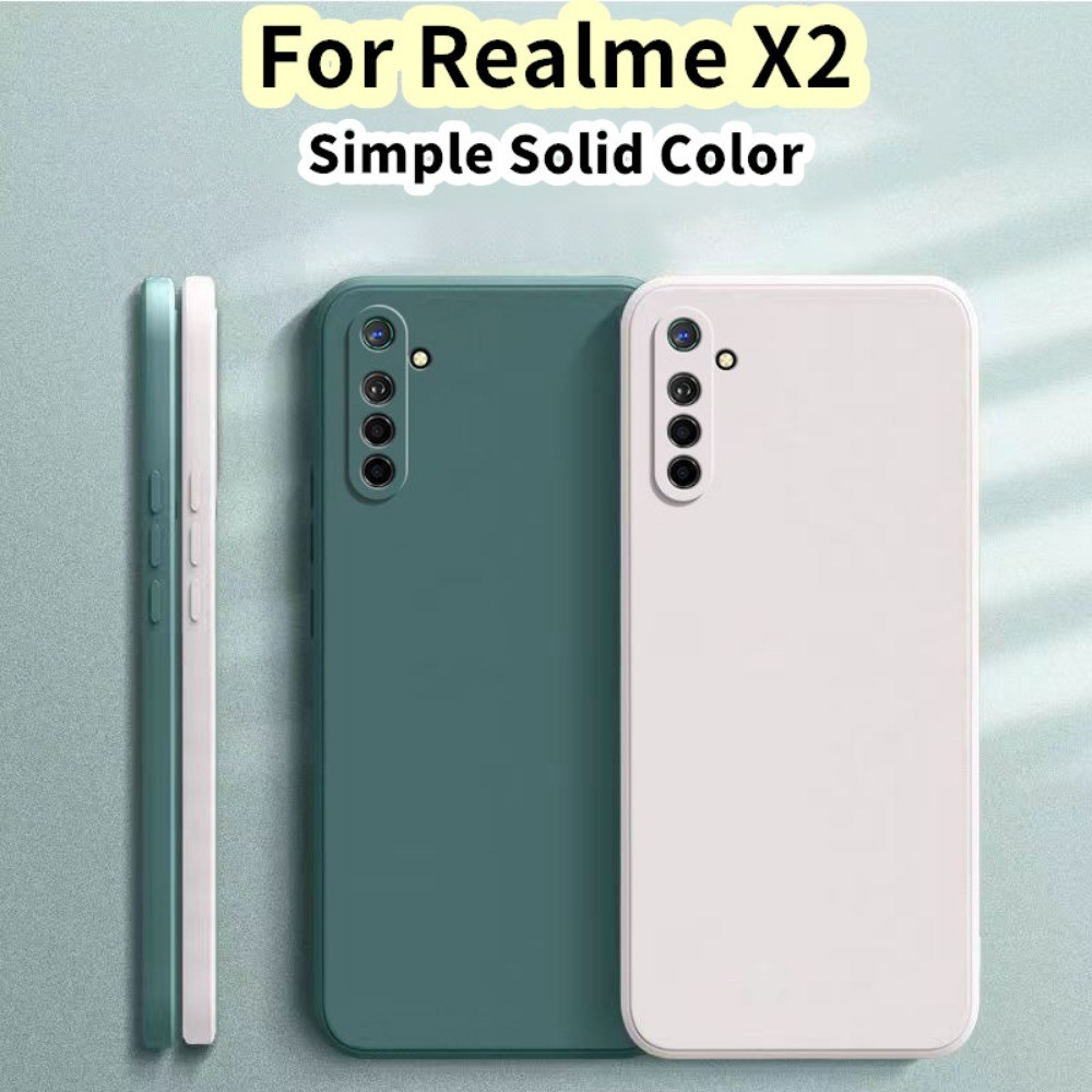 【Case Home】เคสโทรศัพท์มือถือ ซิลิโคน กันรอยนิ้วมือ สีพื้น สําหรับ Realme X2