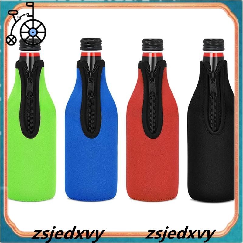 [zsjedxvy] ปลอกหุ้มขวดเบียร์ แบบมีซิป ผ้านีโอพรีน 4 แพ็ค