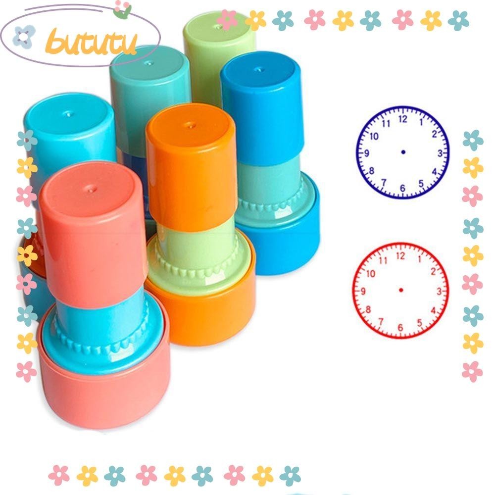 Bututu นาฬิกาแสตมป์ อุปกรณ์การเรียน แสตมป์ การสอน ตราประทับ นาฬิกาของเล่นเด็ก หน้าปัดนาฬิกา