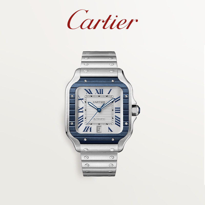 Cartier Cartier Santos นาฬิกาข้อมือ สายสแตนเลส เคลือบ PVD