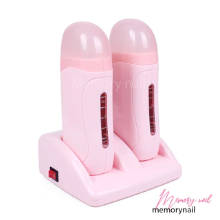 เครื่องอุ่นแว็กซ์แท่ง 2หัว สีชมพู สำหรับอุ่นแว๊กซ์กำจัดขนแบบแท่ง Strip wax (สีชมพู แท่งคู่ พร้อมฐาน)