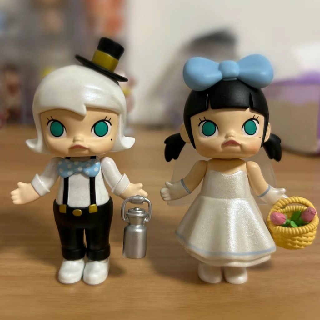 【 ของแท ้ 】POPMART Molly Wedding Flower Girl Series ยืนยันรูปตุ ๊ กตาเครื ่ องประดับของขวัญ