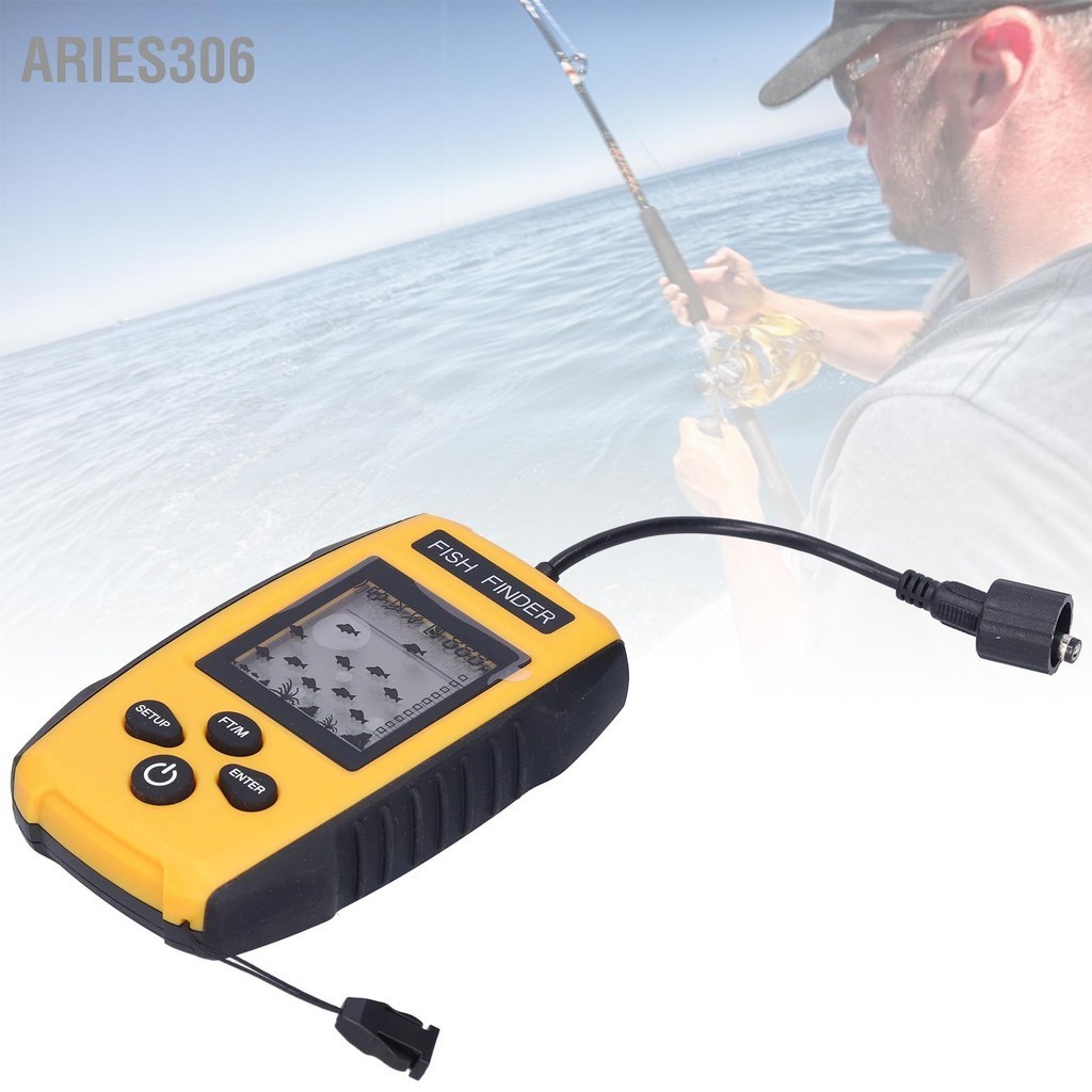 Aries306 เครื่องหาปลา LCD LED Visual Echo Sounder Alarm เครื่องแปลงสัญญาณตกปลาสำหรับกิจกรรมกลางแจ้ง