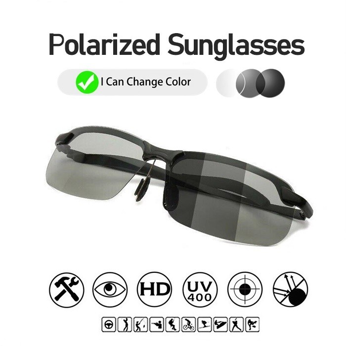 ( 10-444-01 ) สินค้าใหม่แว่นกันแดดโพลาไรซ์ ความละเอียดสูง เปลี่ยนสีคุณภาพสูงด้านบนสีดํา