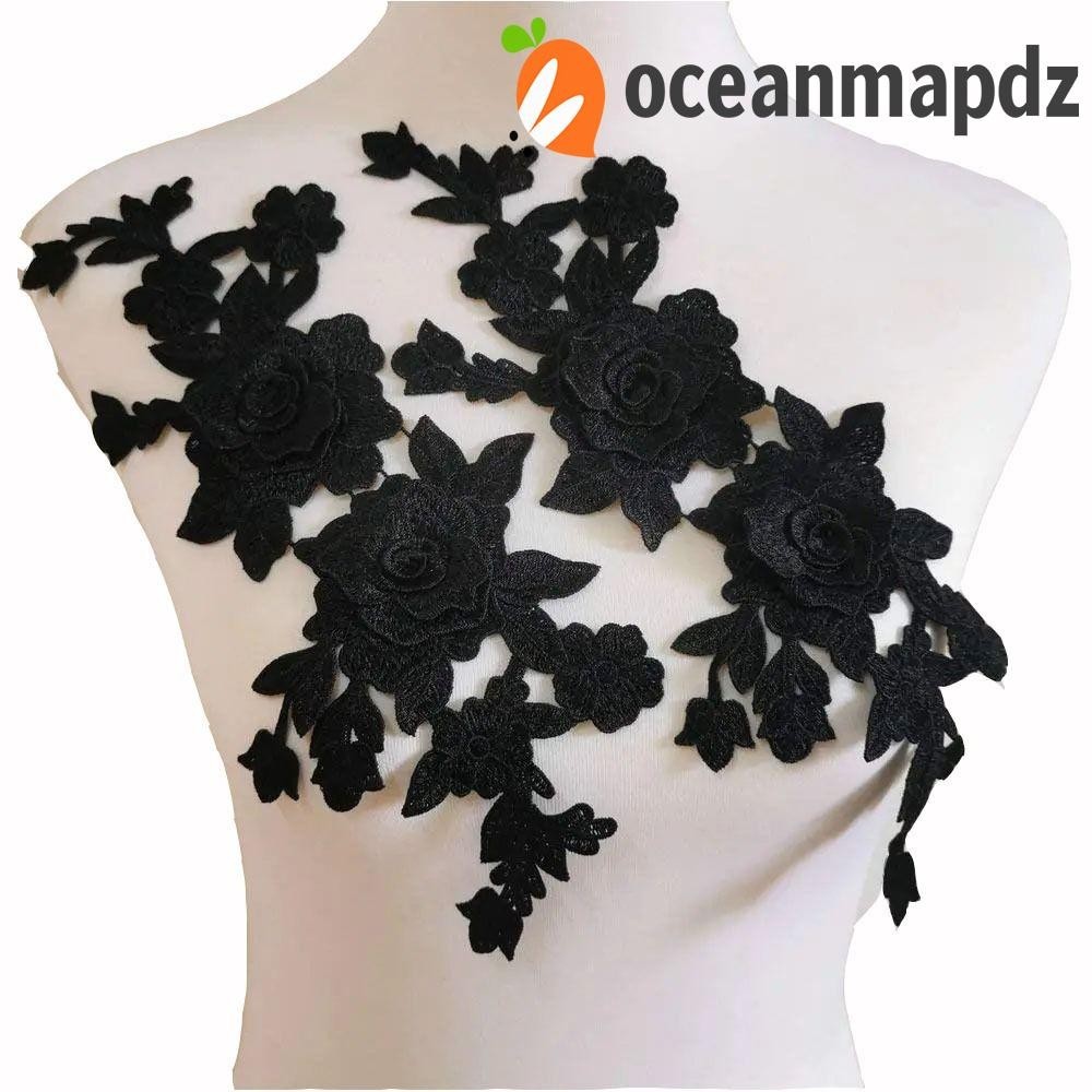 Oceanmapdz แผ่นผ้าลูกไม้ ลายดอกกุหลาบ แฮนด์เมด DIY สําหรับทําเสื้อผ้า