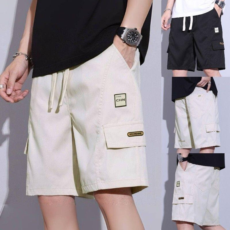 M - 3XL กางเกงขาสั้นชาย กางเกงขาสั้นคาร์โก้ลําลอง ขนาดใหญ่ ทรงหลวม มีหลายกระเป๋า แฟชั่นฤดูร้อน กางเกงขาสั้นผู้ชาย