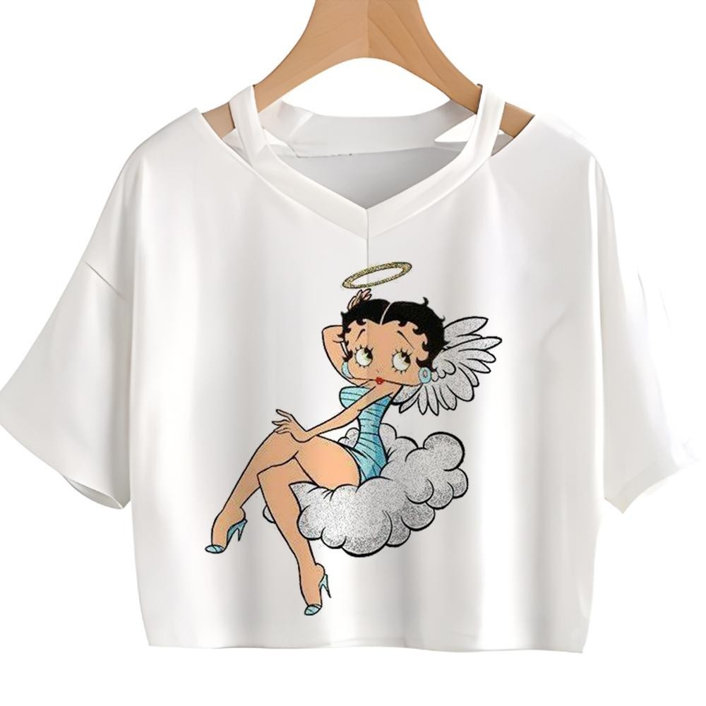 Betty Boop 2000s 90s เสื้อครอปท็อป สุนทรีย์ สไตล์ฮิปฮอป สําหรับผู้หญิง