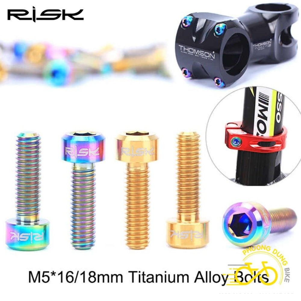 ชุดสกรูไทเทเนียมจักรยาน RISK 6 ชิ้น M5x16mm / M5x18mm / M5x20mm
