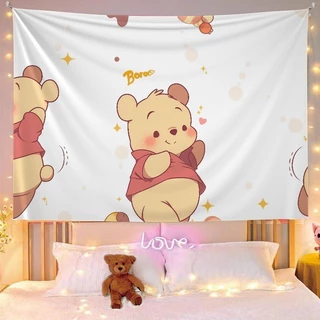 ผ้าพื้นหลังแขวนสไตล์ Winnie the Pooh INS น่ารัก สำหรับหอพักนักเรียน ห้องข้างเตียง ห้องนอน ผ้าแขวน