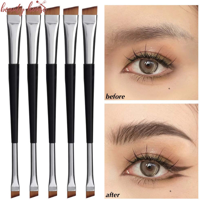 Double Head Eyebrow Brush - Flat Head Lying Silkworm Brush - แปรงแต่งหน้าใต้ตาบางพิเศษ - แปรงอายไลเนอร์ด้ามยาว - แปรงรายละเอียดที่แม่นยํา - เครื่องมือเครื่องสําอางผู้หญิง