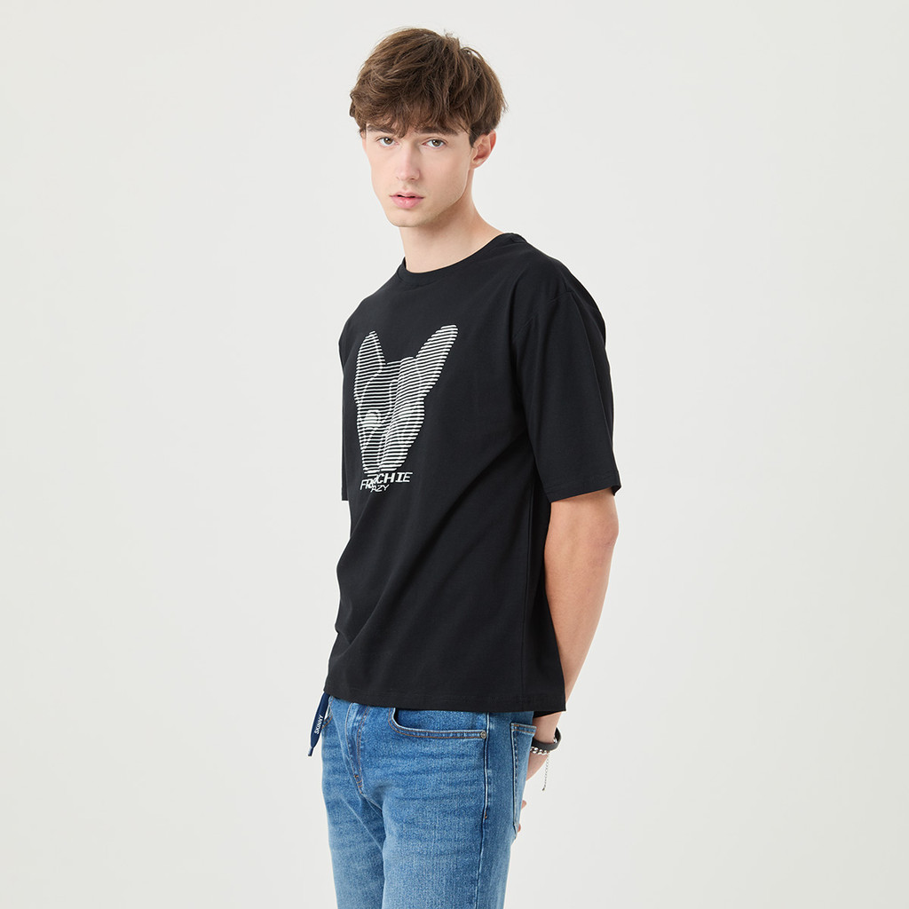 ESP เสื้อทีเชิ้ตลายเฟรนช์ชี่ อีซี่ ผู้ชาย สีดำ | Frenchie Eazy Tee Shirt | 04093