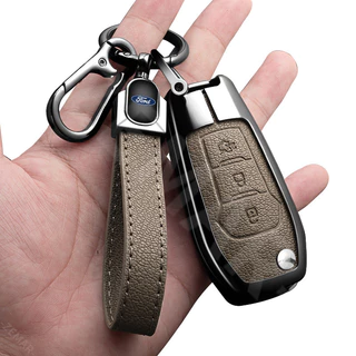Ford ฝาครอบรถหนัง ปลอกรถ ฝาครอบโลหะผสมสังกะสี เคสป้องกันสมาร์ทคีย์ เคสกุญแจรถยนต์ พวงกุญแจรถยนต์ พวงกุญแจ อุปกรณ์เสริมรถยนต์ Ford Ranger Raptor Everest Fiesta Focus Mustang Escape Ecosport STI
