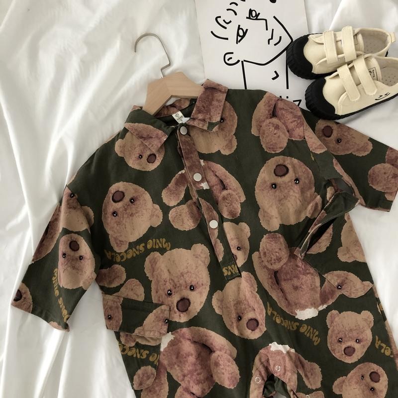 Hania Kids พร้อมส่ง ชุดจั้มสูท ลายตุ๊กตาหมี  K3110036