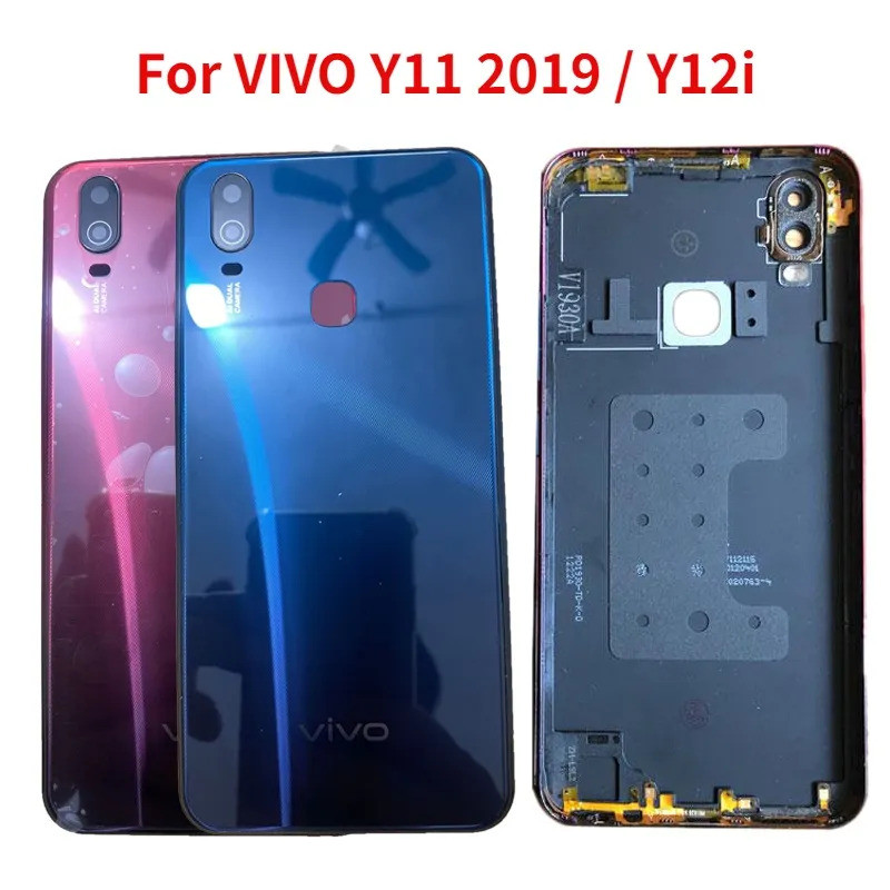 ปกหลังสําหรับ VIVO Y11 2019 1906 Y12i แบตเตอรี่ด้านหลังประตูกรณีกรอบกลางกล้องด้านข้าง Key Butttons – โปรปัง