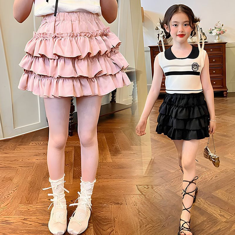 Liv Dims🌸กระโปรงกางเกงทรงเค้ก3ชั้น กระโปรงกางเกงจีบพลีท2ชั้น กระโปรงกางเกงแฟชั่นสําหรับเด็กผู้หญิง ผ้าฝ้าย - รูปที่ 4