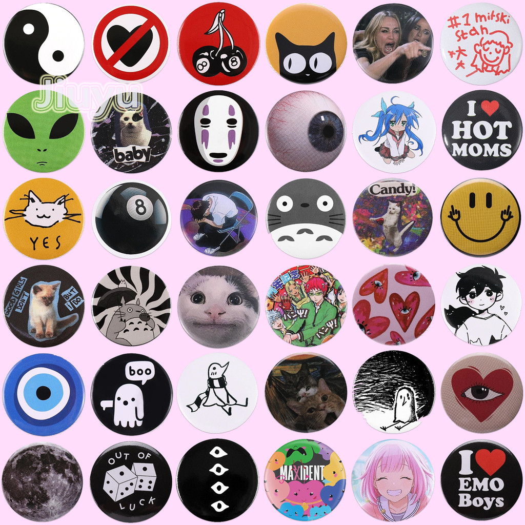 100 รูปแบบ Tinplate Pins ปุ่มนุ่ม Pin อะนิเมะสนุกสัตว์ Goose Frog Cat Alien Cherry เข็มกลัดสําหรับหมวกกระเป๋าเครื่องประดับสร้างสรรค์ของขวัญป้ายปก