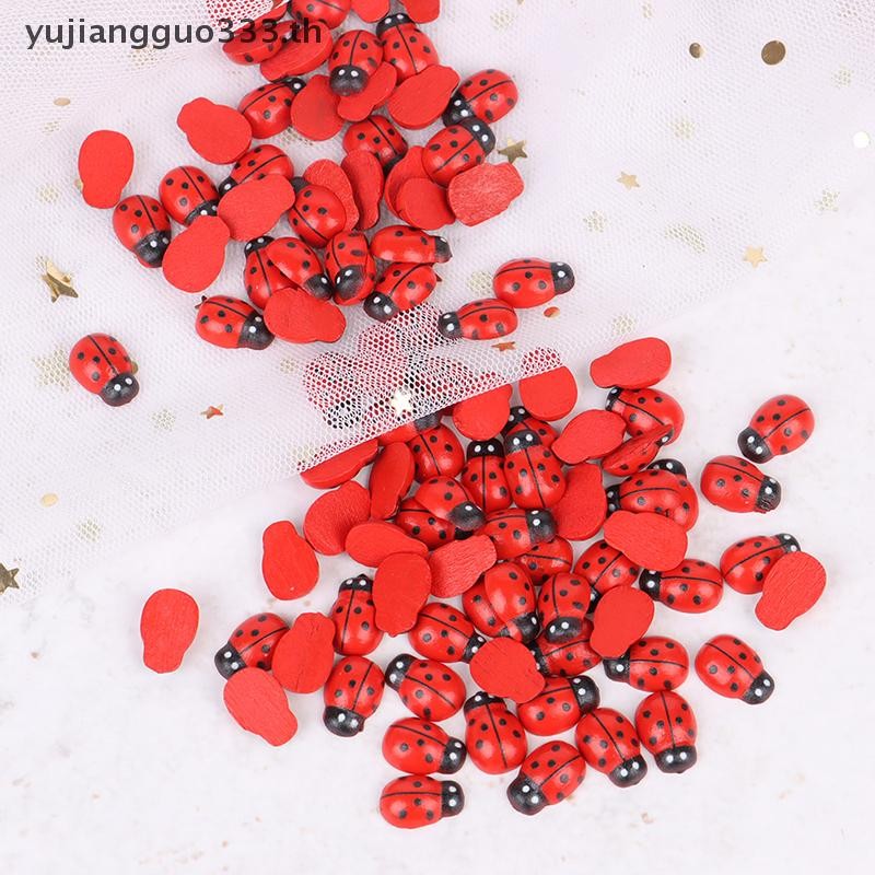 # Yujiang # 100 ชิ้น/ถุงไม้ Ladybird สติกเกอร์เด็กเด็กทาสี DIY Craft Ladybug .